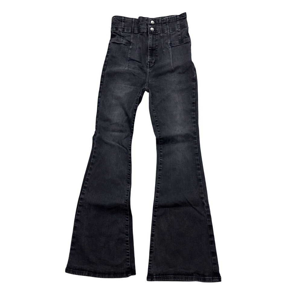 We The Free Free People Black High Rise Flare Jeans Retro Size 31